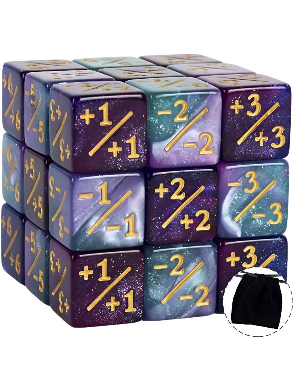 24 PCS Token Dice Counters Magic The Gathering Starry Sky Marble Cube Loyalty